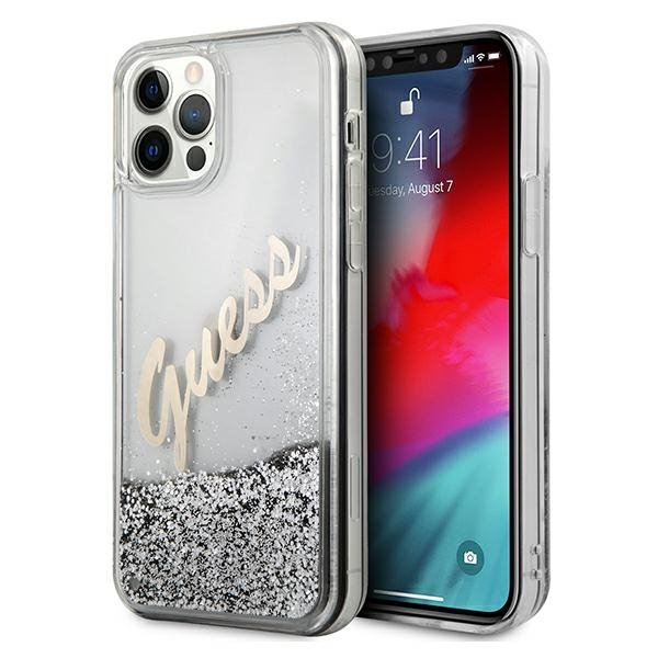Guess GUHCP12LGLVSSI iPhone 12 Pro Max6,7&quot; srebrny/silver hardcase Glitter Vintage Script