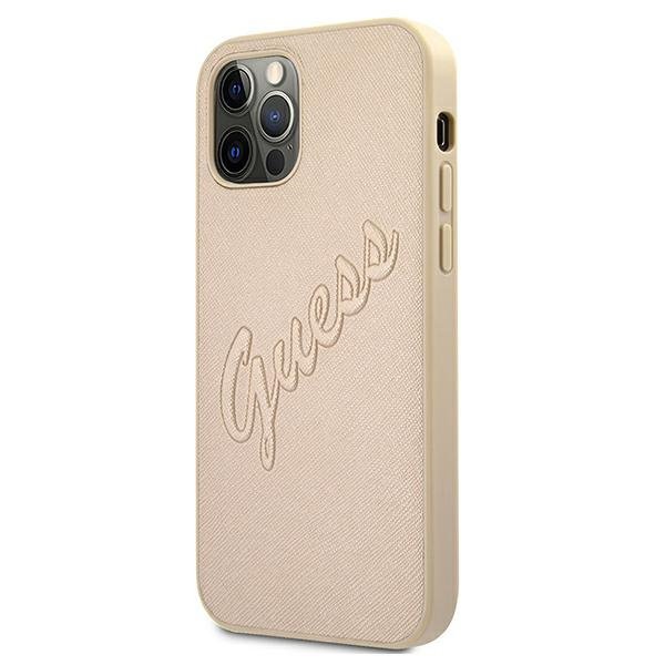 Guess GUHCP12LRSAVSLG iPhone 12 ProMax 6,7&quot; złoty/gold hardcase Saffiano Vintage Script