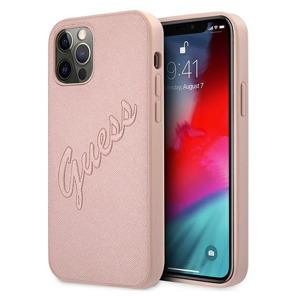Guess GUHCP12LRSAVSRG iPhone 12 Pro Max6,7&quot; różowy/pink hardcase Saffiano Vintage Script