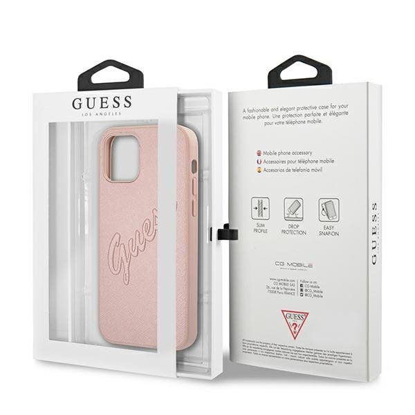 Guess GUHCP12LRSAVSRG iPhone 12 Pro Max6,7&quot; różowy/pink hardcase Saffiano Vintage Script