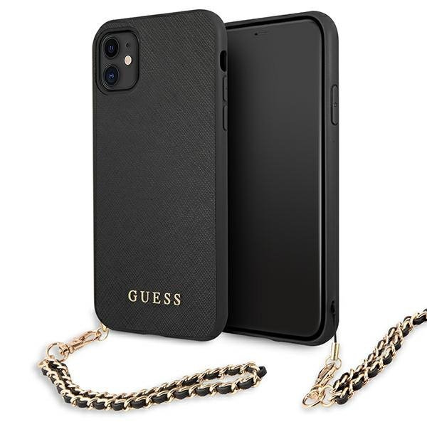 Guess GUHCN61SASGBK iPhone 11 6,1&quot; / Xrczarny/black hardcase Saffiano Chain