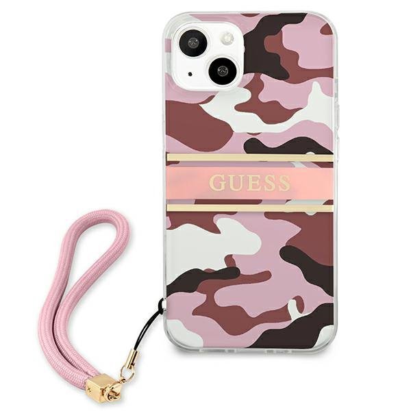 Guess GUHCP13MKCABPI iPhone 13 / 14 / 156.1&quot; różowy/pink hardcase Camo Strap Collection