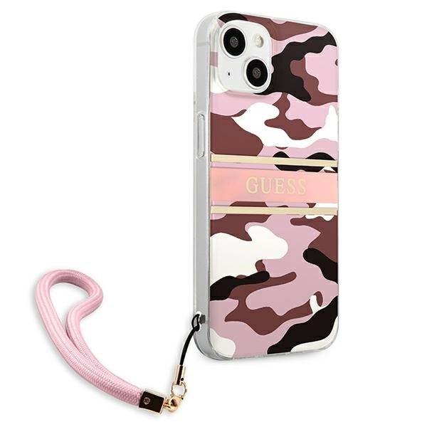 Guess GUHCP13MKCABPI iPhone 13 / 14 / 156.1&quot; różowy/pink hardcase Camo Strap Collection