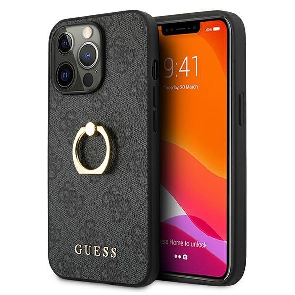 Guess GUHCP13L4GMRGR iPhone 13 Pro / 13 6,1&quot; szary/grey hardcase 4G with ring stand