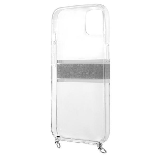 Guess GUHCP13SKC4GBSI iPhone 13 mini5,4&quot; Transparent hardcase 4G Grey Strap Silver Chain