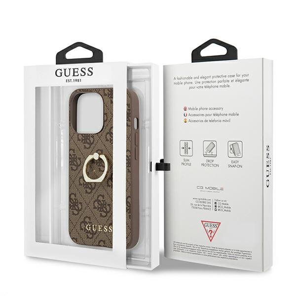 Guess GUHCP13L4GMRBR iPhone 13 Pro / 136,1&quot; brązowy/brown hardcase 4G with ring stand