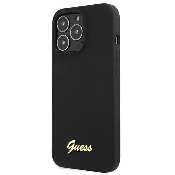 Guess GUHMP13XLSLMGBK iPhone 13 Pro Max 6,7&quot; black/czarny hardcase Silicone Script Gold Logo MagSafe