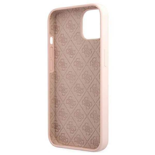 Guess GUHMP13MLSLMGLP iPhone 13 / 14 /15 6.1&quot; jasnoróżowy/light pink hardcase Silicone Script Gold Logo Magsafe