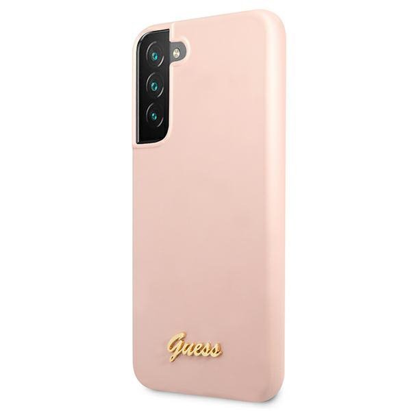 Guess GUHCS22MLSLMGPP S22+ S906różowy/pink hardcase Silicone Script Metal Logo