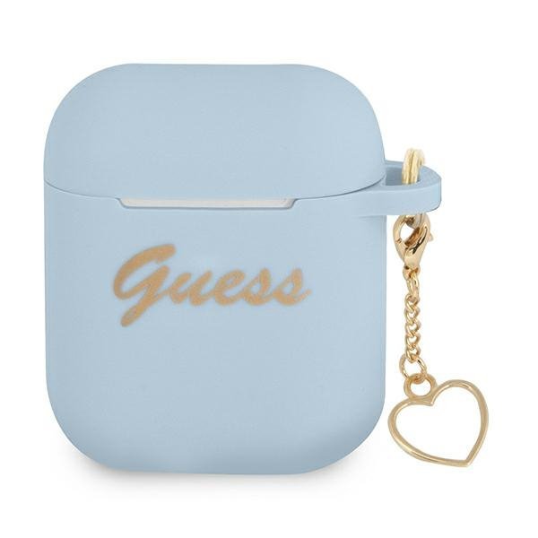 Guess  GUA2LSCHSB AirPods 1/2 cover niebieski/blue Silicone Charm Heart Collection