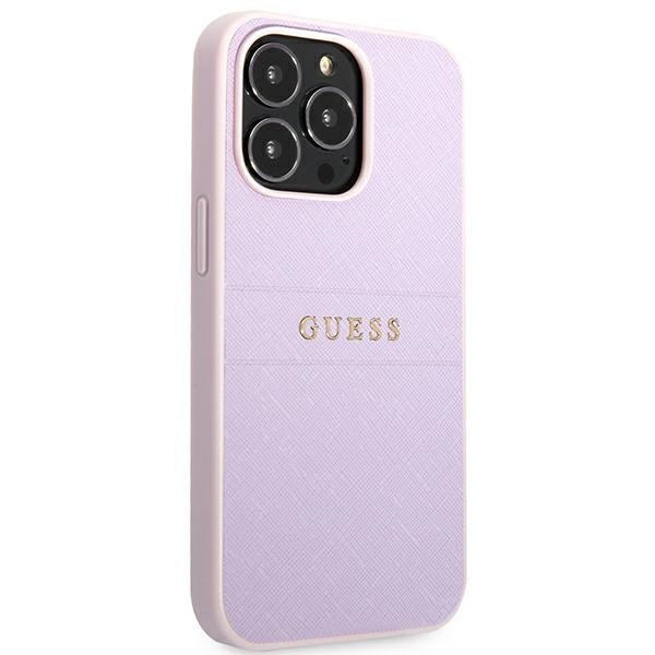 Guess GUHCP13LPSASBPU iPhone 13 Pro / 136,1&quot; fioletowy/purple Saffiano Hot Stamp & Metal Logo