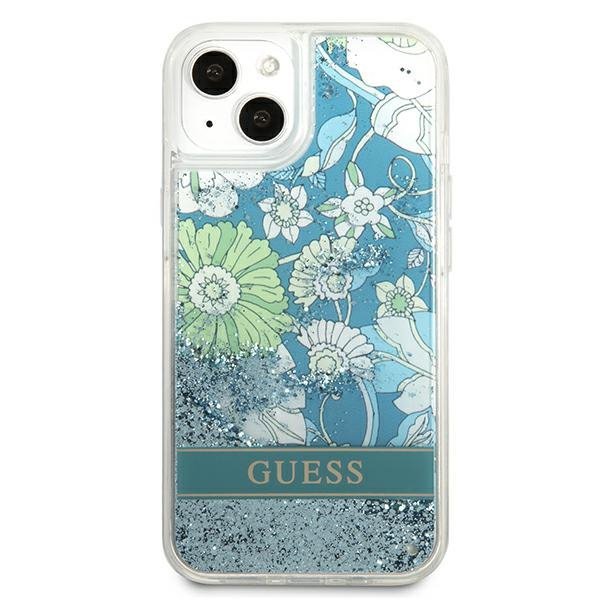 Guess GUHCP13MLFLSN iPhone 13 / 14 / 15 6.1&quot; zielony/green hardcase Flower Liquid Glitter