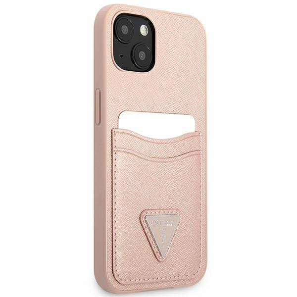 Guess GUHCP13SPSATPP iPhone 13 mini 5,4&quot;różowy/pink hardcase SaffianoTriangle Logo Cardslot