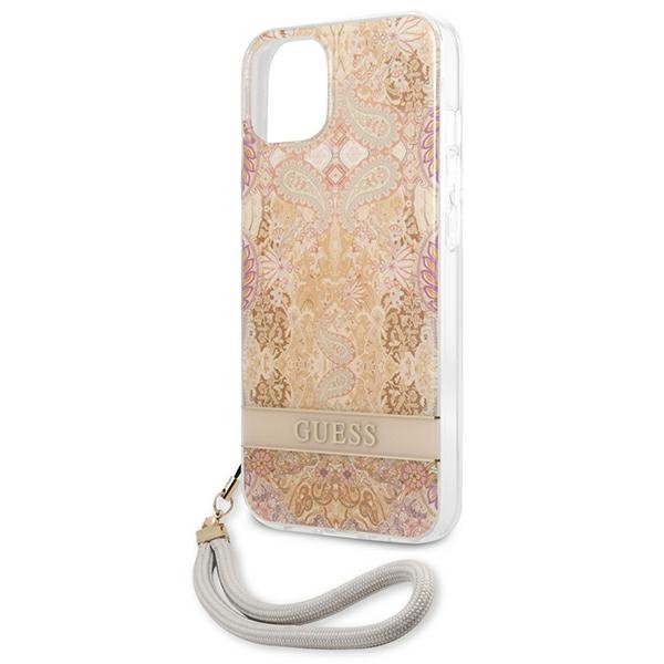 Guess GUHCP13SHFLSD iPhone 13 mini 5,4&quot; złoty/gold hardcase Flower Strap