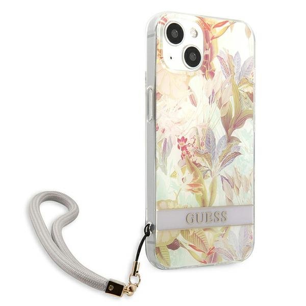 Guess GUHCP13SHFLSU iPhone 13 mini 5,4&quot; fioletowy/purple hardcase Flower Strap