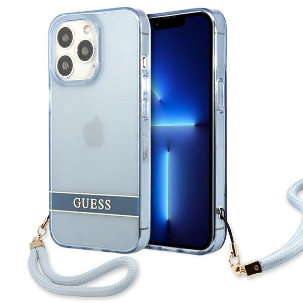 Guess GUHCP13LHTSGSB iPhone 13 Pro / 13 6,1&quot; niebieski/blue hardcase Translucent Stap