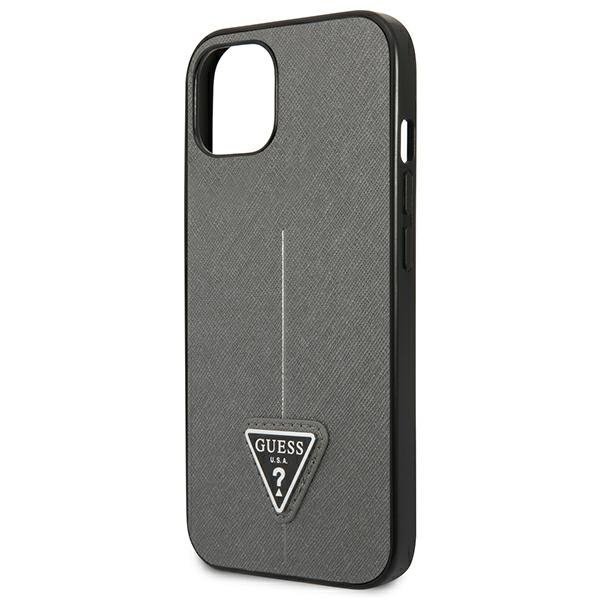Guess GUHCP13SPSATLG iPhone 13 mini 5,4&quot; srebrny/silver hardcase SaffianoTriangle Logo