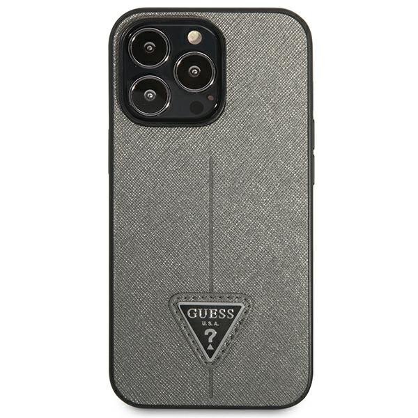 Guess GUHCP13LPSATLG iPhone 13 Pro / 13 6,1&quot; srebrny/silver hardcase SaffianoTriangle Logo