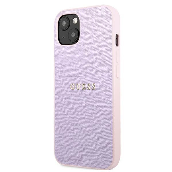 Guess GUHCP13SPSASBPU iPhone 13 mini5,4&quot; fioletowy/purple Saffiano Hot Stamp & Metal Logo