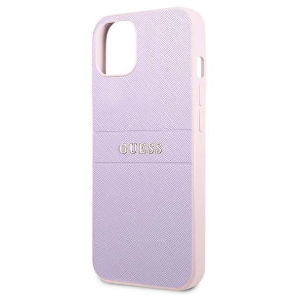 Guess GUHCP13SPSASBPU iPhone 13 mini5,4&quot; fioletowy/purple Saffiano Hot Stamp & Metal Logo