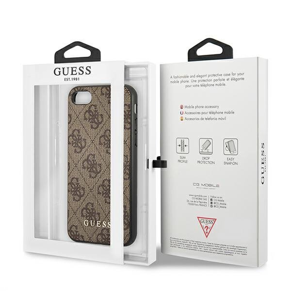 Guess GUHCI8G4GFBR iPhone SE 2022 / 2020 / 7 / 8 brązowy/brown hard case 4G Metal Gold Logo