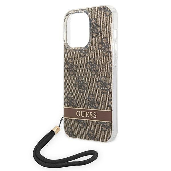 Guess GUOHCP14LH4STW iPhone 14 Pro 6,1&quot; brązowy/brown hardcase 4G Print Strap