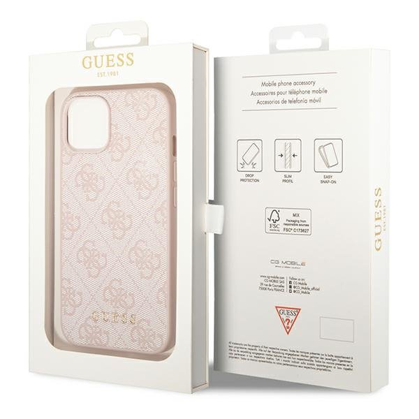 Guess GUHCP14MG4GFPI iPhone 14 Plus / 15 Plus 6.7&quot; różowy/pink hard case 4G Metal Gold Logo