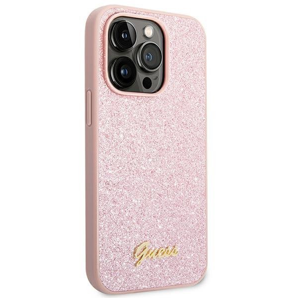 Guess GUHCP14XHGGSHP iPhone 14 Pro Max6,7&quot; różowy/pink hard case Glitter Script