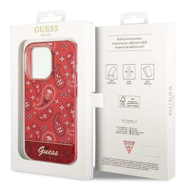Guess GUHCP14LHGBNHR iPhone 14 Pro 6,1&quot; czerwony/red hardcase Bandana Paisley