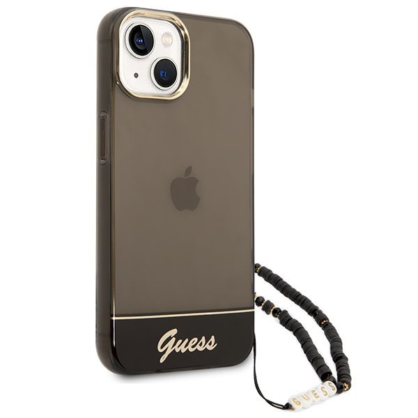 Guess GUHCP14SHGCOHK iPhone 14 / 15 / 13 6.1&quot; czarny/black hardcase Translucent Pearl Strap