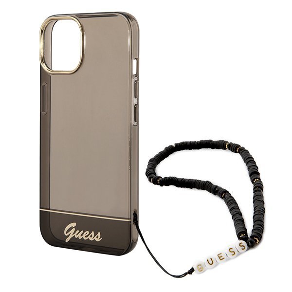 Guess GUHCP14SHGCOHK iPhone 14 / 15 / 13 6.1" czarny/black hardcase Translucent Pearl Strap