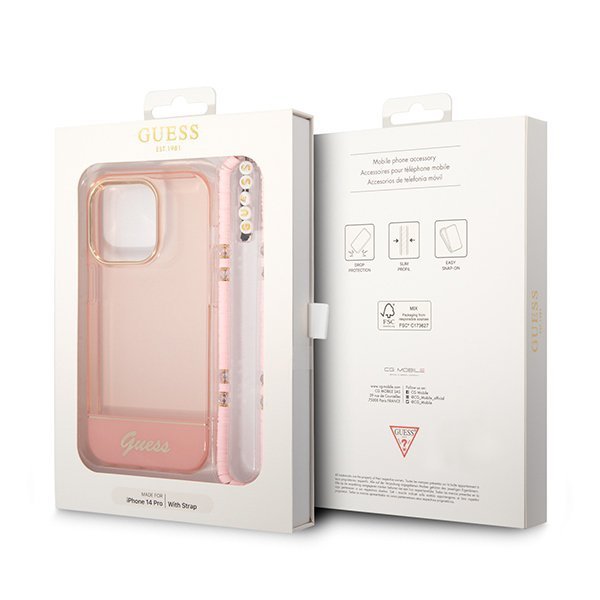 Guess GUHCP14LHGCOHP iPhone 14 Pro 6,1&quot; różowy/pink hardcase Translucent Pearl Strap