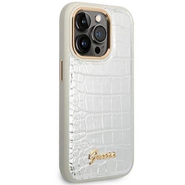 Guess GUHCP14LHGCRHS iPhone 14 Pro 6,1&quot; srebrny/silver hardcase Croco Collection