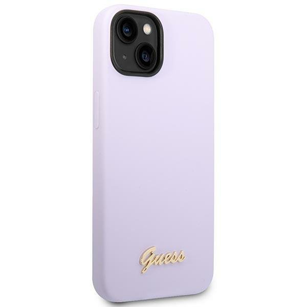 Guess GUHCP14SSLSMU iPhone 14 / 15 / 13 6.1&quot; fioletowy/purple hard case Silicone Vintage Gold Logo