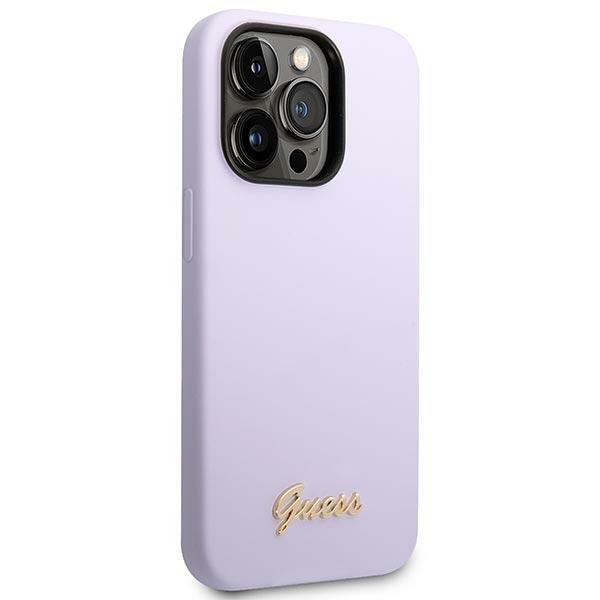 Guess GUHCP14LSLSMU iPhone 14 Pro 6,1&quot; fioletowy/purple hard case Silicone Vintage Gold Logo