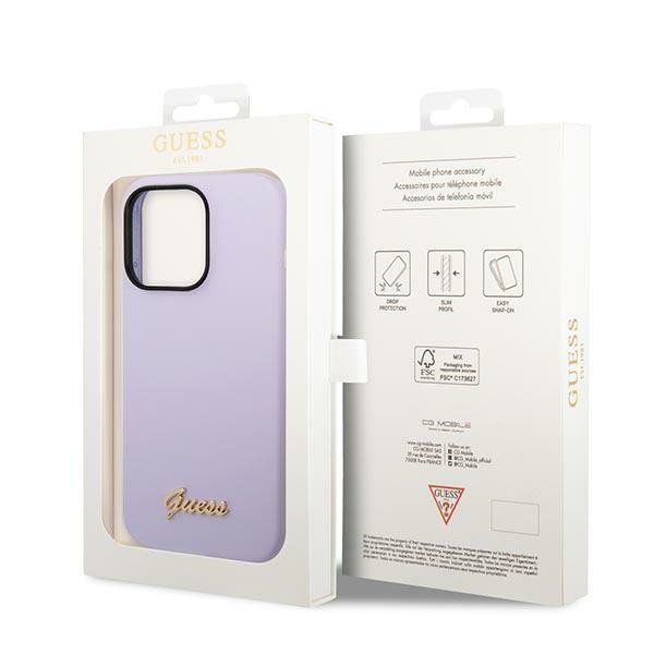 Guess GUHCP14XSLSMU iPhone 14 Pro Max 6,7&quot; fioletowy/purple hard case Silicone Vintage Gold Logo