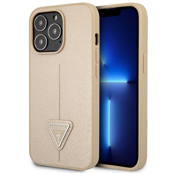 Guess GUHCP14LPSATLE iPhone 14 Pro 6,1&quot; beżowy/beige hardcase SaffianoTriangle Logo