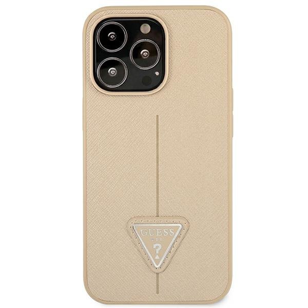 Guess GUHCP14XPSATLE iPhone 14 Pro Max 6,7&quot; beżowy/beige hardcase SaffianoTriangle Logo