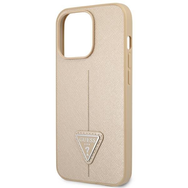 Guess GUHCP14XPSATLE iPhone 14 Pro Max 6,7&quot; beżowy/beige hardcase SaffianoTriangle Logo