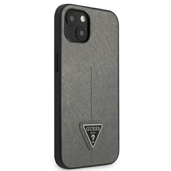 Guess GUHCP14MPSATLG iPhone 14 Plus / 15 Plus 6.7&quot; srebrny/silver hardcase SaffianoTriangle Logo