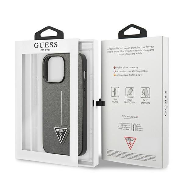 Guess GUHCP14LPSATLG iPhone 14 Pro 6,1&quot; srebrny/silver hardcase SaffianoTriangle Logo