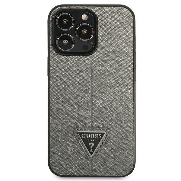 Guess GUHCP14XPSATLG iPhone 14 Pro Max 6,7&quot; srebrny/silver hardcase SaffianoTriangle Logo