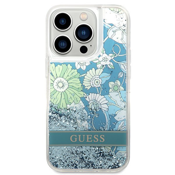 Guess GUHCP14LLFLSN iPhone 14 Pro 6,1&quot; zielony/green hardcase Flower Liquid Glitter