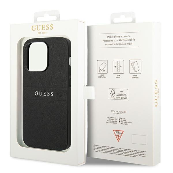 Guess GUHCP14LPSASBBK iPhone 14 Pro6,1&quot; czarny/black Saffiano Strap