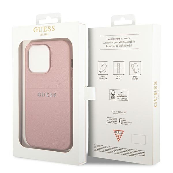 Guess GUHCP14LPSASBPI iPhone 14 Pro 6,1&quot; różowy/pink Saffiano Strap
