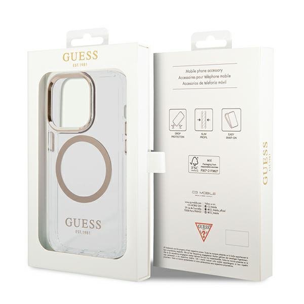 Guess GUHMP14XHTRMD iPhone 14 Pro Max6,7&quot; złoty/gold hard case Metal Outline Magsafe