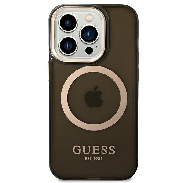 Guess GUHMP14XHTCMK iPhone 14 Pro Max6,7&quot; czarny/black hard case Gold Outline Translucent MagSafe