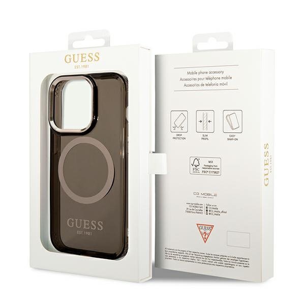 Guess GUHMP14XHTCMK iPhone 14 Pro Max6,7&quot; czarny/black hard case Gold Outline Translucent MagSafe