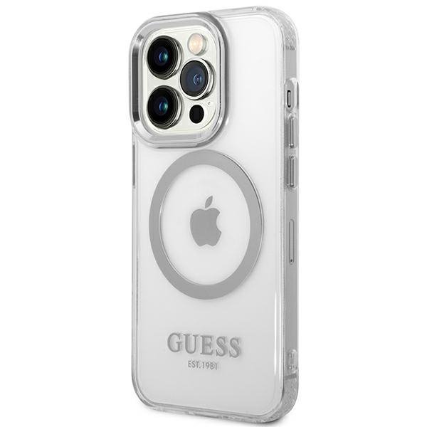 Guess GUHMP14LHTRMS iPhone 14 Pro 6,1&quot; srebrny/silver hard case Metal Outline Magsafe