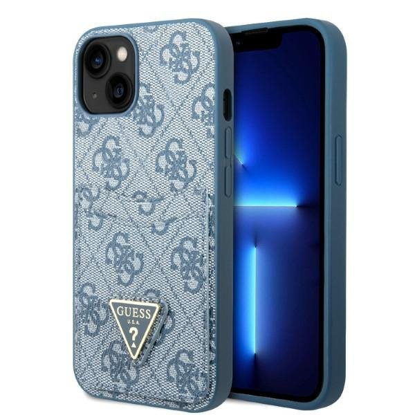 Guess GUHCP13MP4TPB iPhone 13 / 14 / 15 6.1&quot; niebieski/blue hardcase 4G Triangle Logo Cardslot